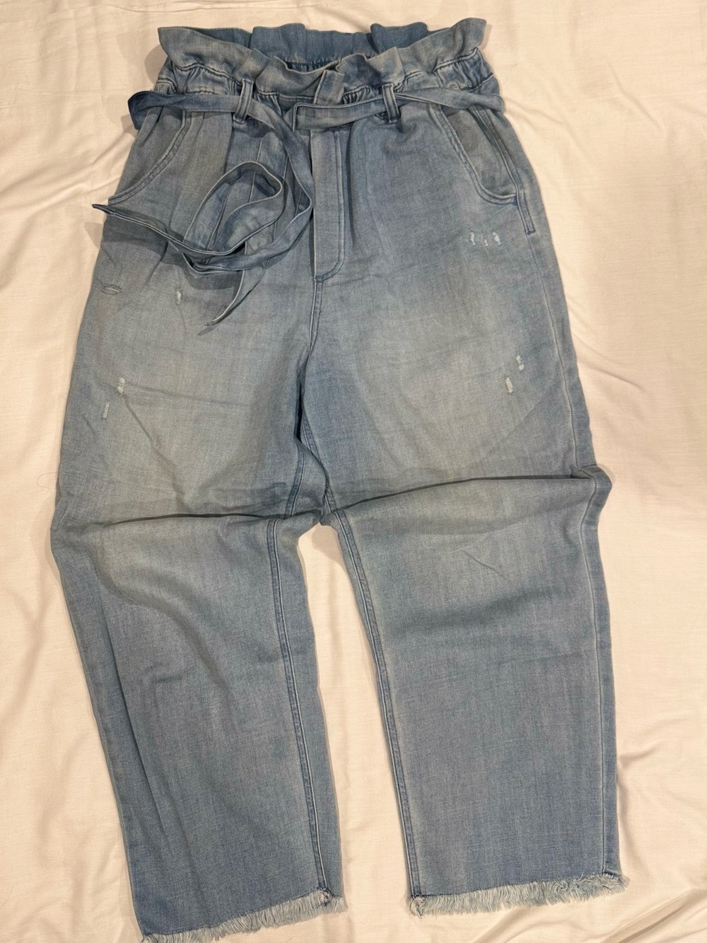 Aerie women’s Light Wash Paperbag Waist Denim pants large size